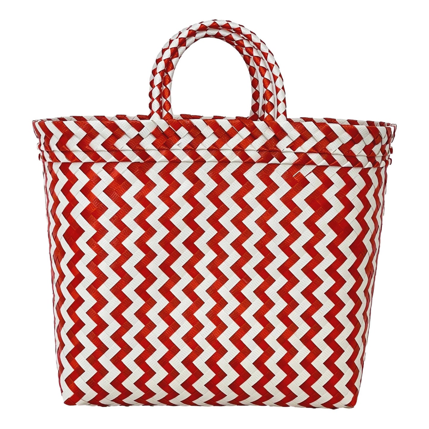 ZigZag Short Handle Recycled Plastic Woven Basket