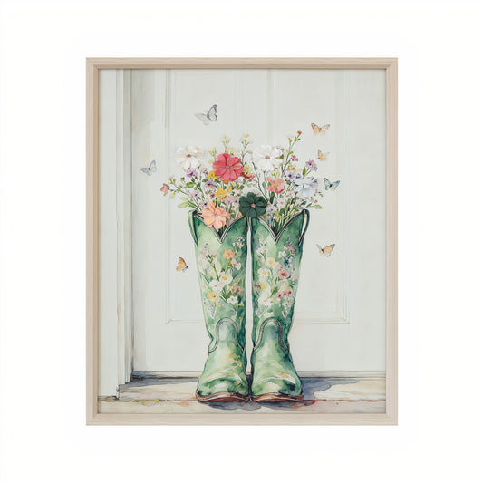 Floral Boots Canvas Wall Art – 50 × 60 cm