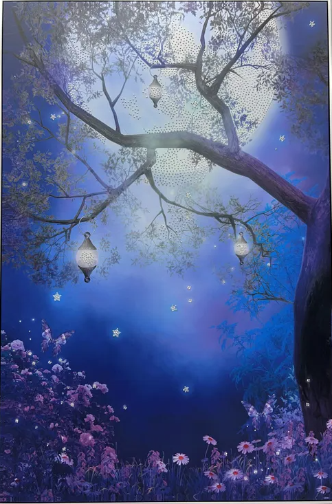 Lantern Tree Glass Canvas Wall Art