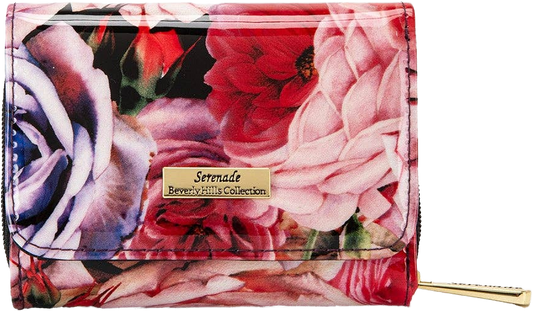 Serenade Rosemarie Small Leather Wallet RFID – Patent Floral Compact Wallet Australia