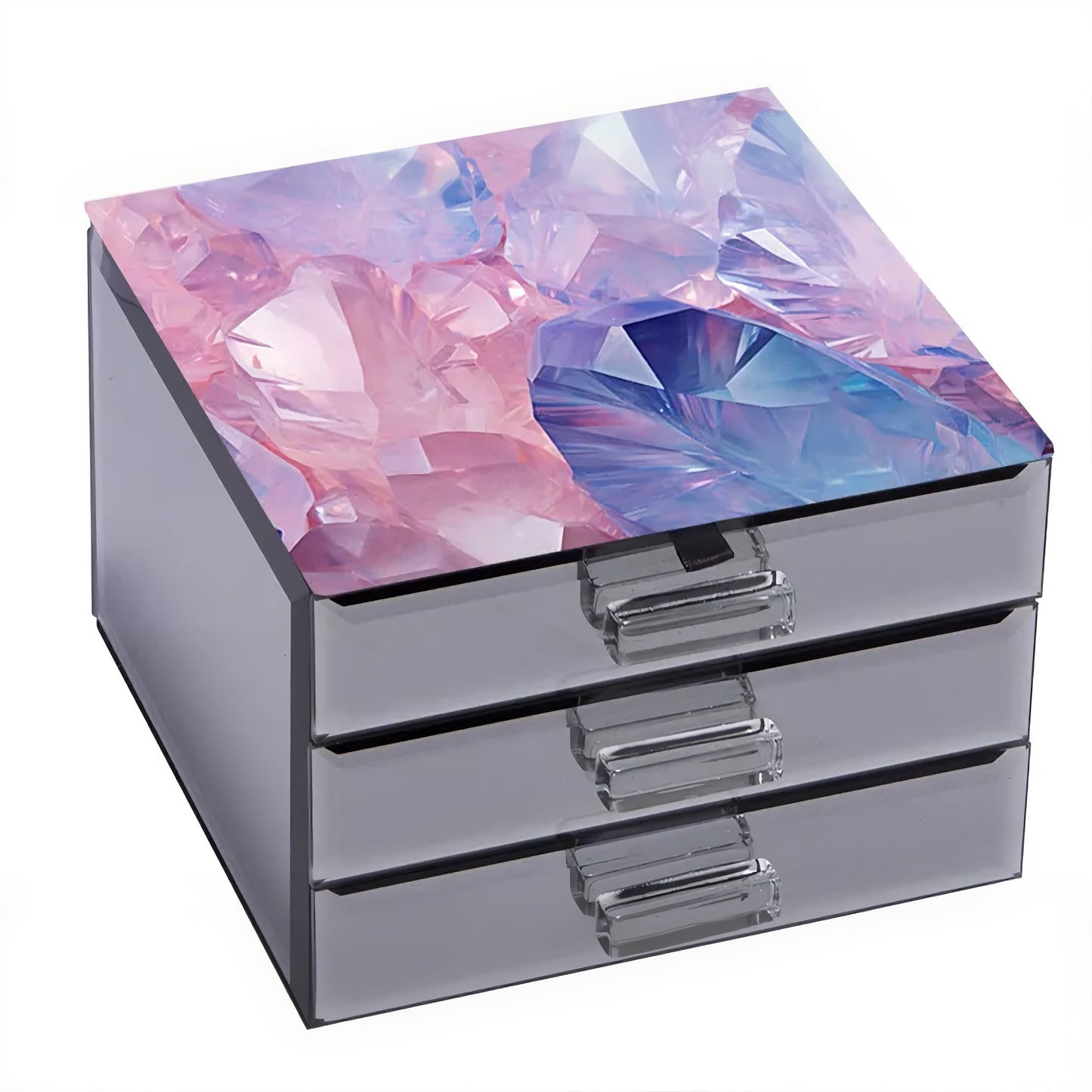 Tempered Glass 3 Drawer Jewellery Box