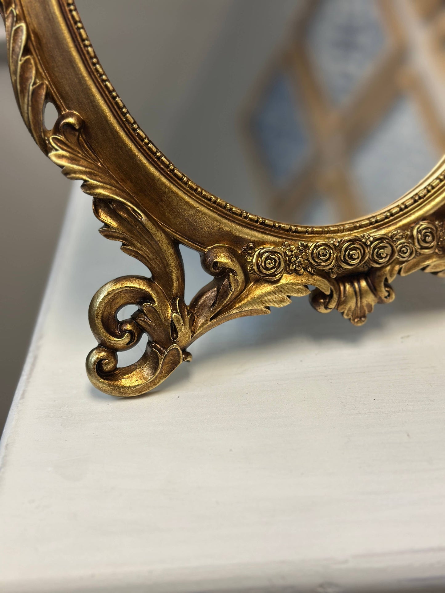 Baroque-Style Gold Angel Mirror
