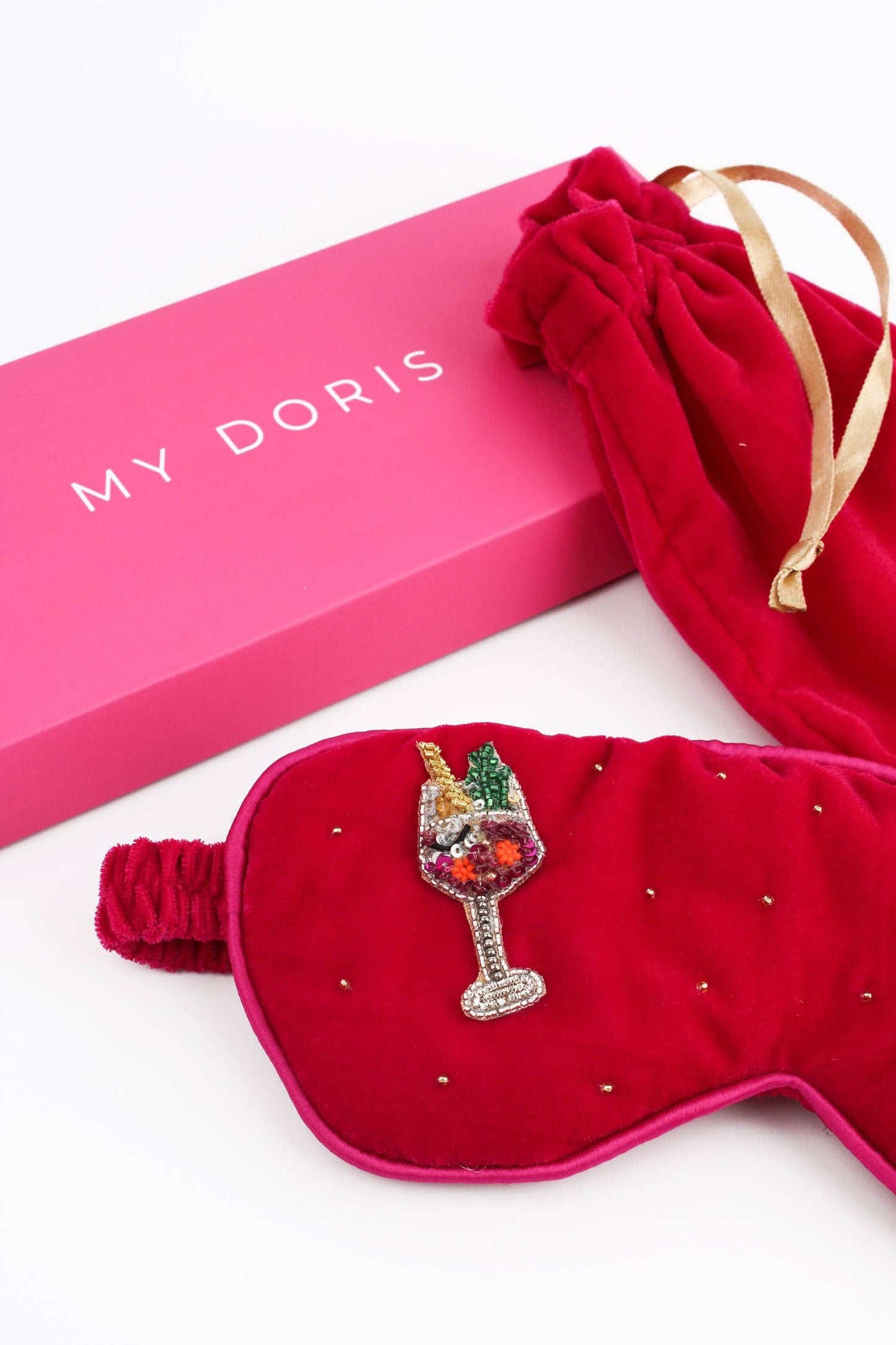 Pink Velvet Eye Mask – Beaded Fizz Cocktail