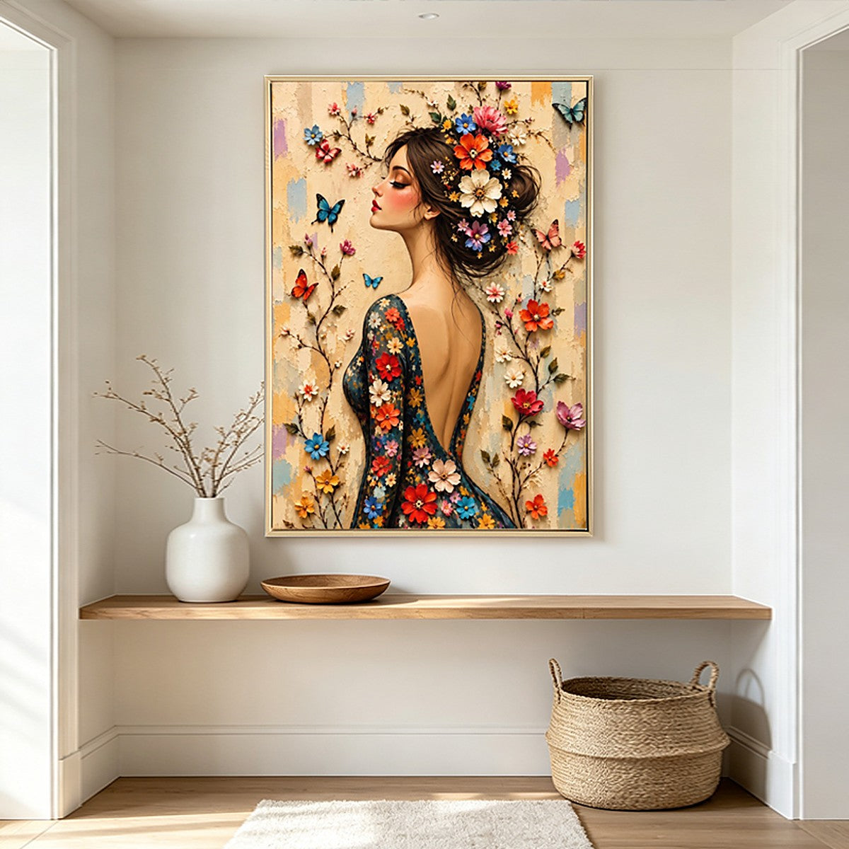 Amelia – Butterfly Reverie Framed Canvas | 50 × 70 cm