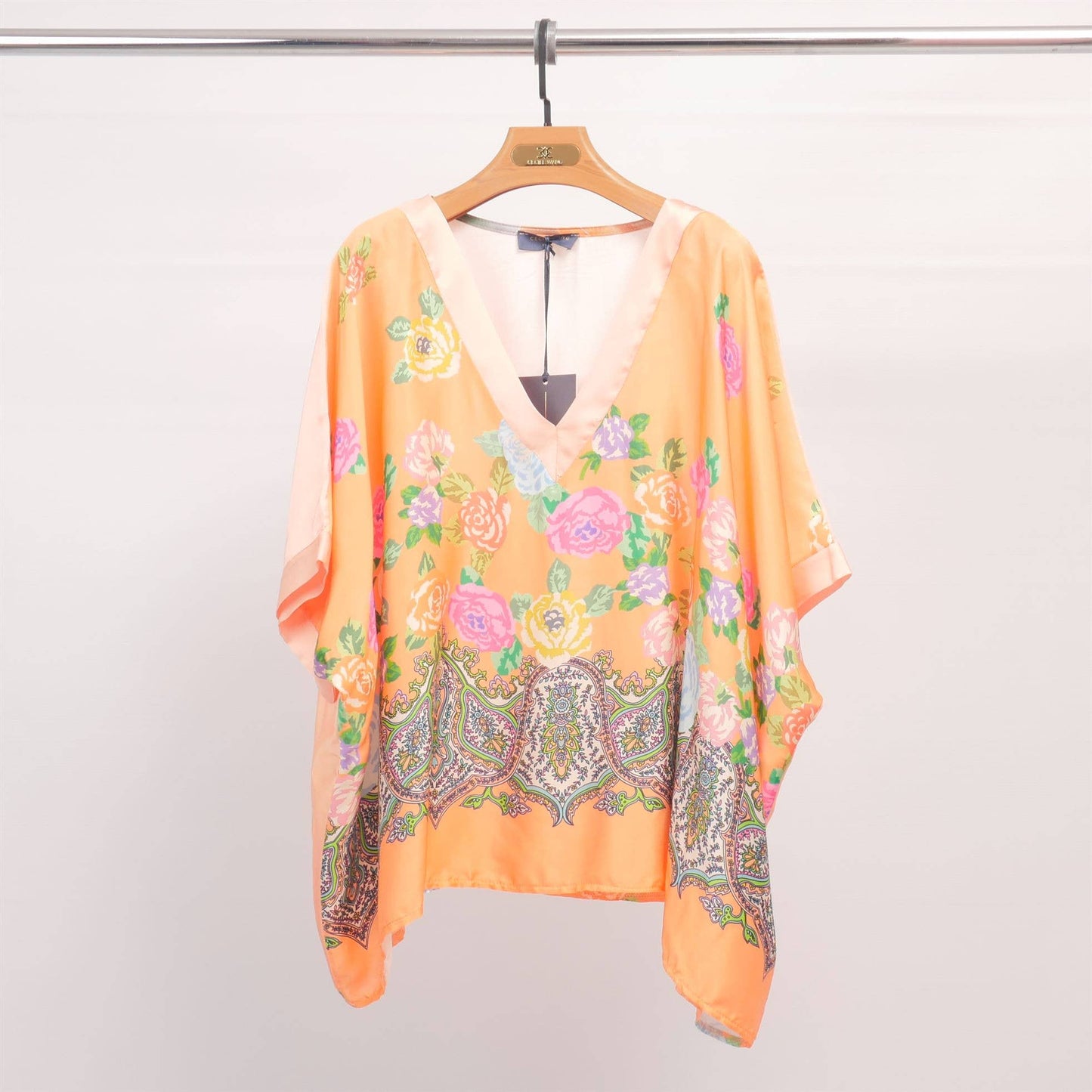 V-neck floral print tunic Salmon