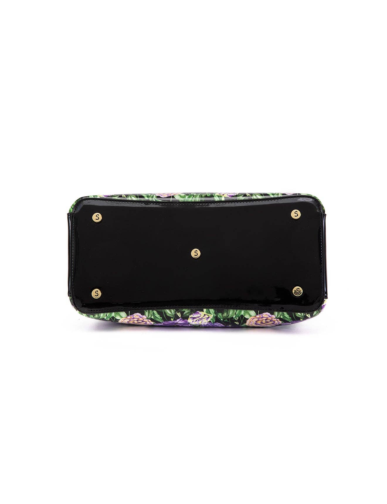 Serenade Dizzy Lizzy Patent Leather Handbag – Floral Border Design