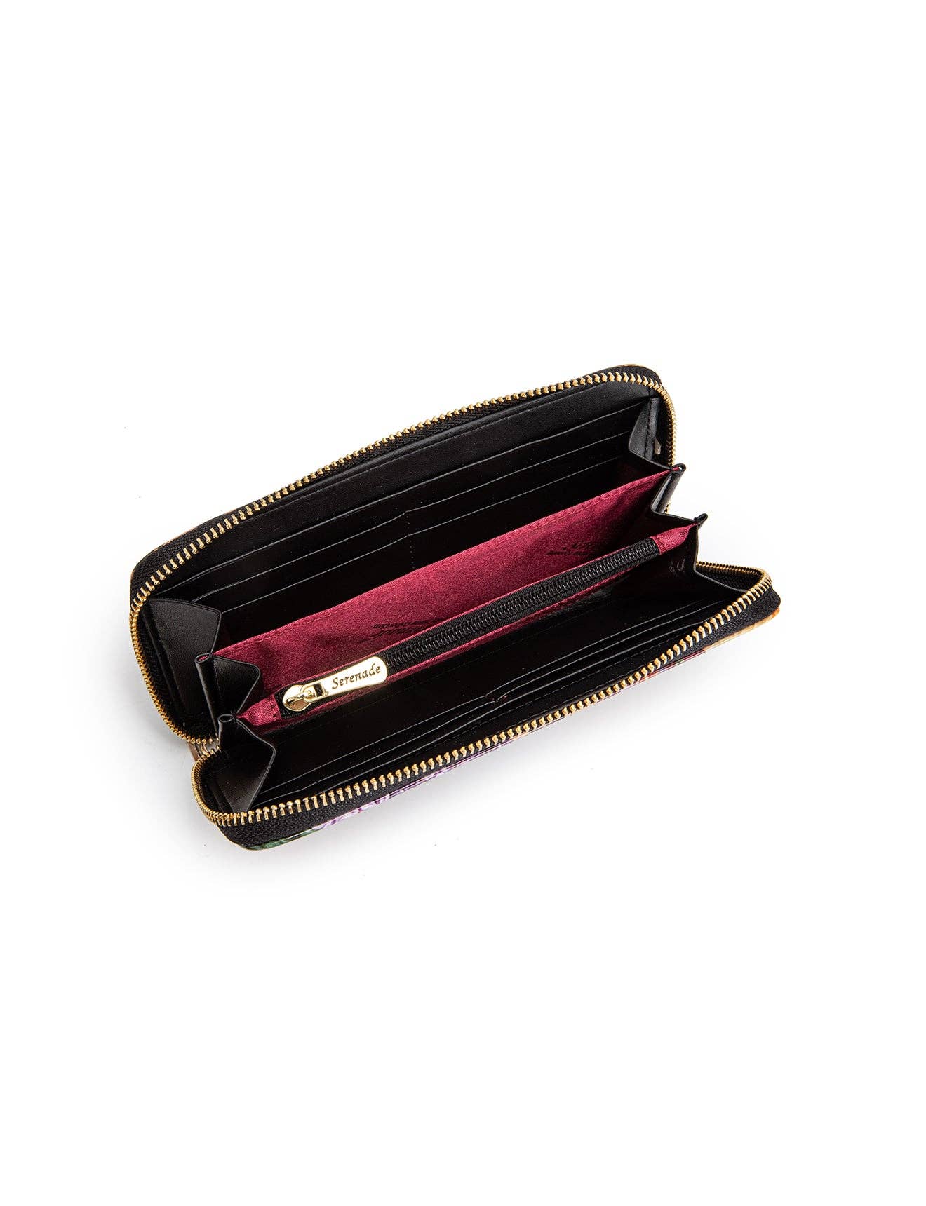 Serenade Bouquet Patent Leather Zip Around Wallet – RFID Protected