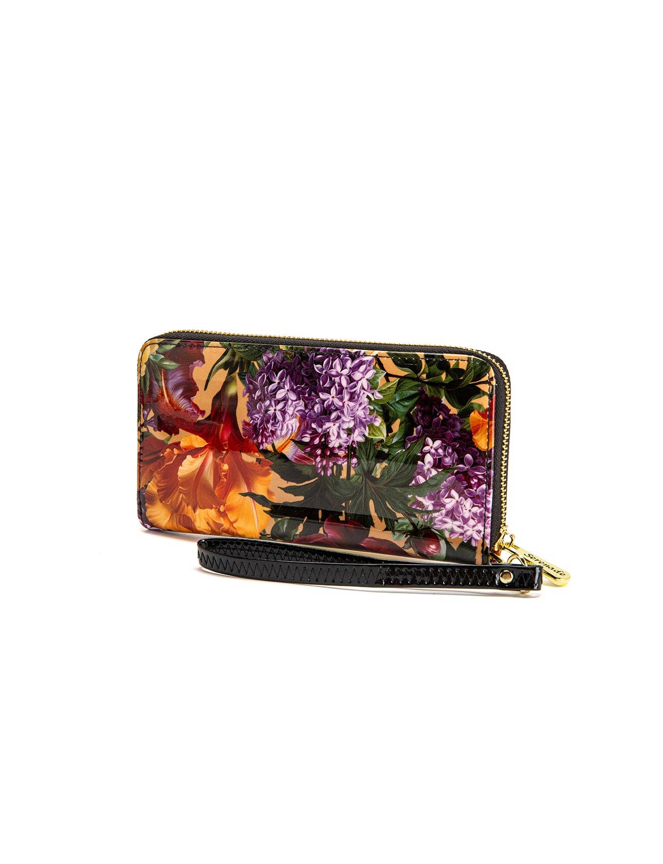 Serenade Bouquet Patent Leather Zip Around Wallet – RFID Protected