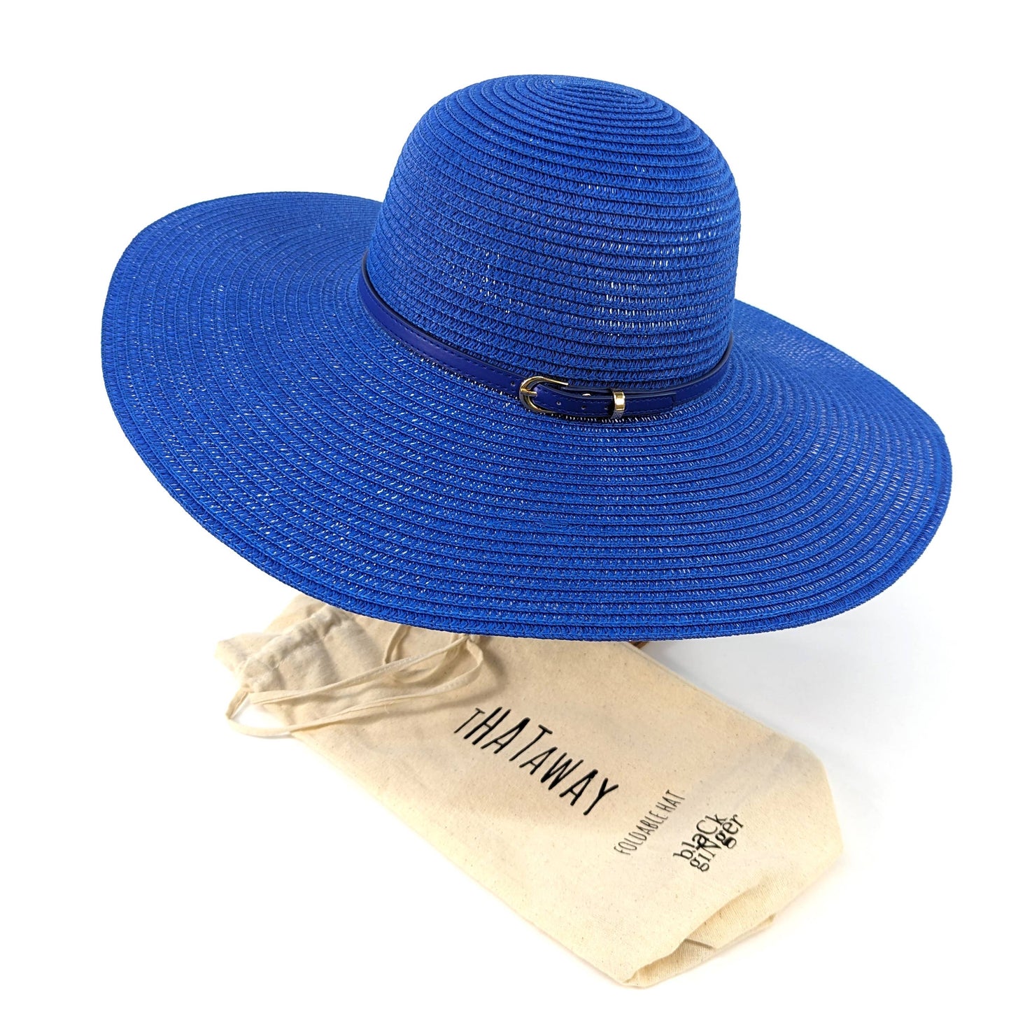 Foldable Bright and Bold Wide Brim Hat - Azure Blue (57cm)