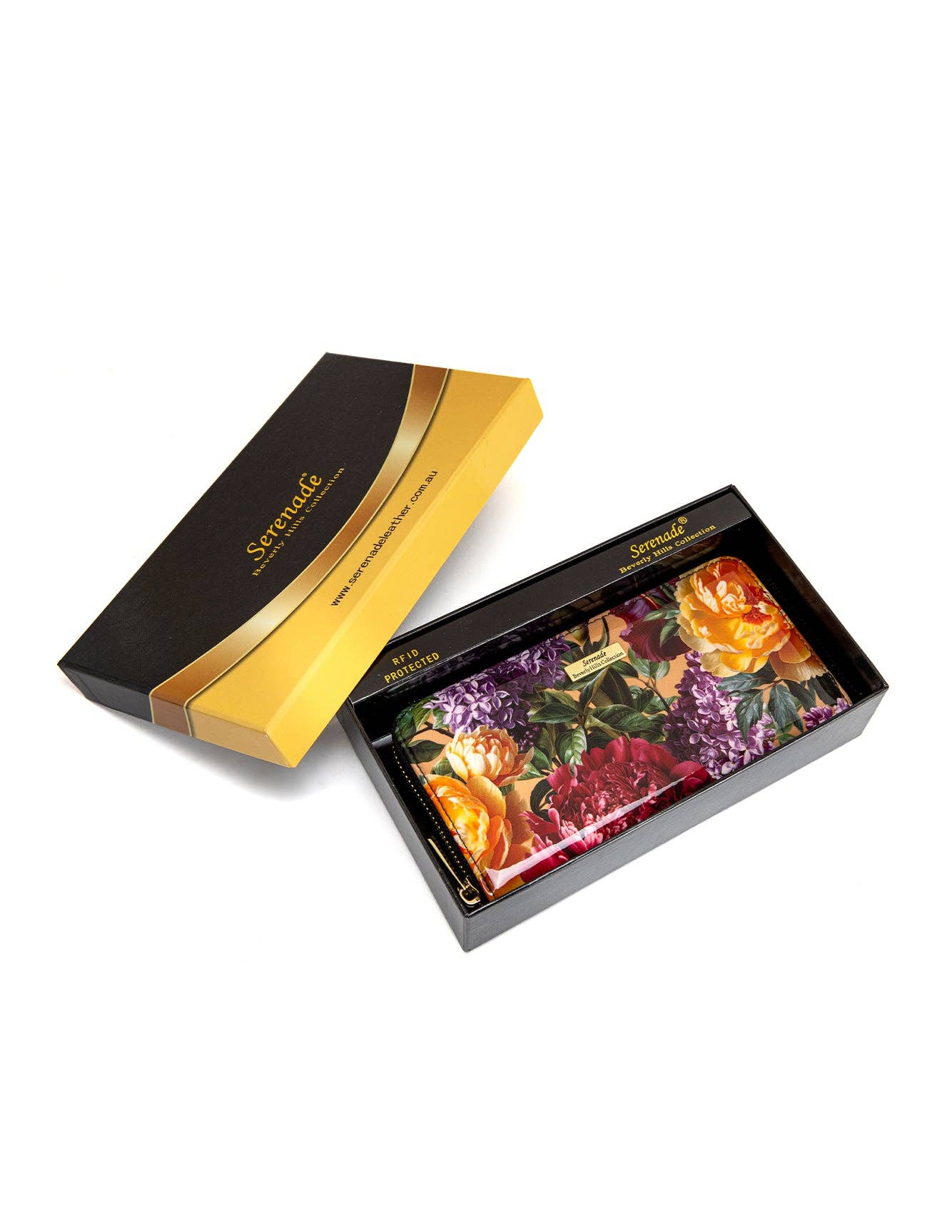 Serenade Bouquet Patent Leather Zip Around Wallet – RFID Protected