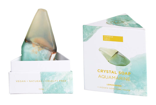 Aquamarine Crystal Soap - with hidden gemstone !