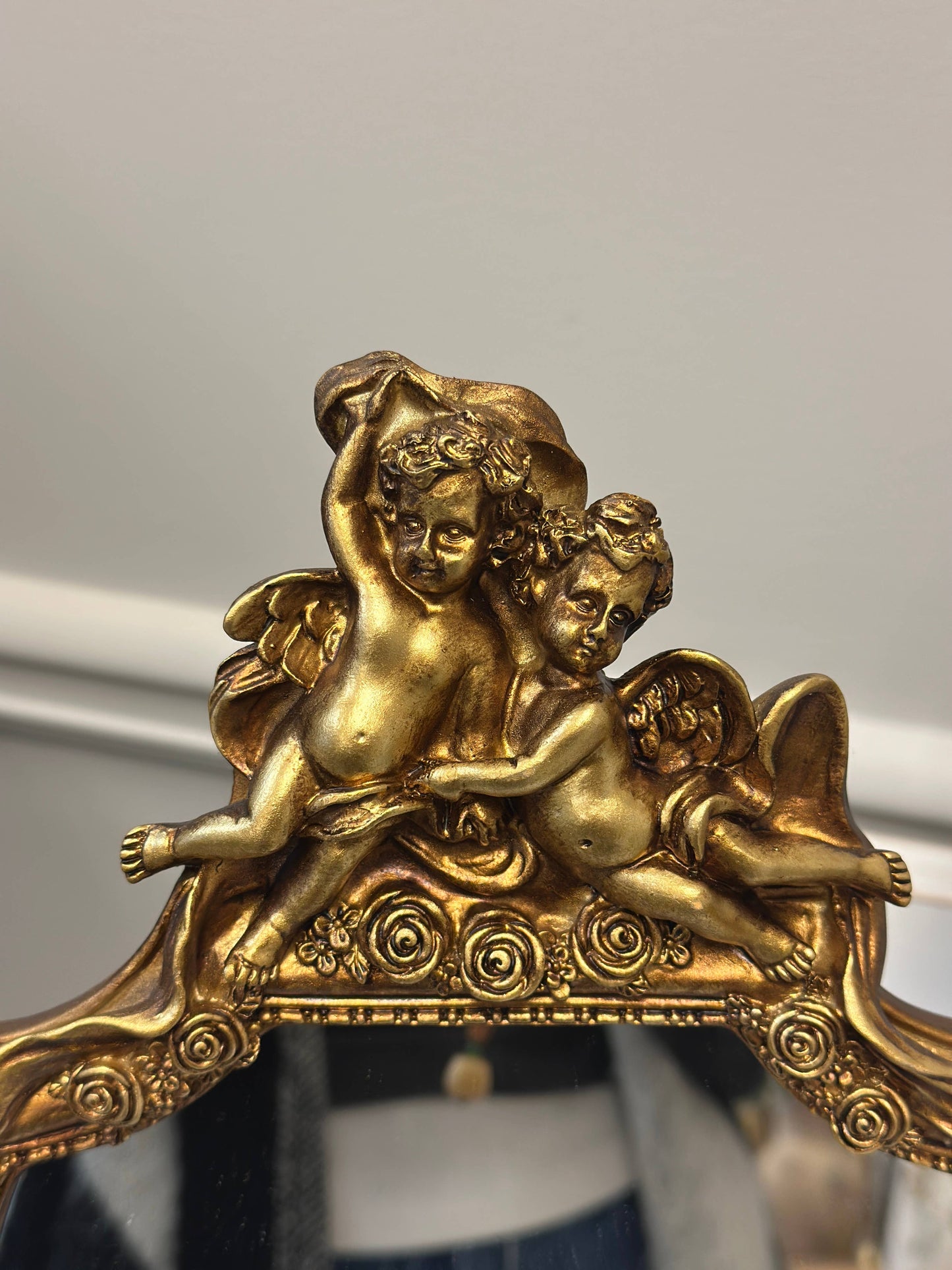 Baroque-Style Gold Angel Mirror
