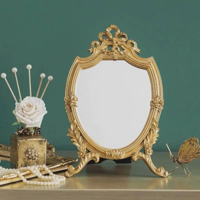 Vintage Style Gold Ornate Tabletop Mirror