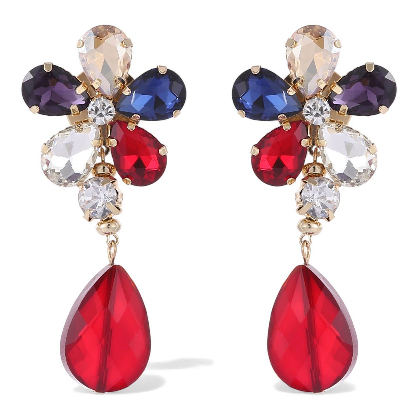 Chunky Rainbow Flower Statement Earrings | Handmade Jewelry