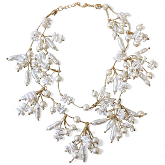 Coastal Lariat Pearl Necklace | Handmade Statement Jewelry