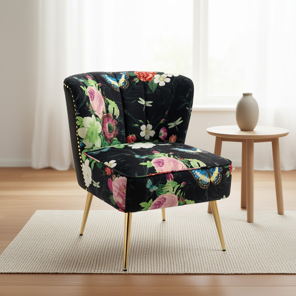 Pink Roses & Butterflies Accent Chair