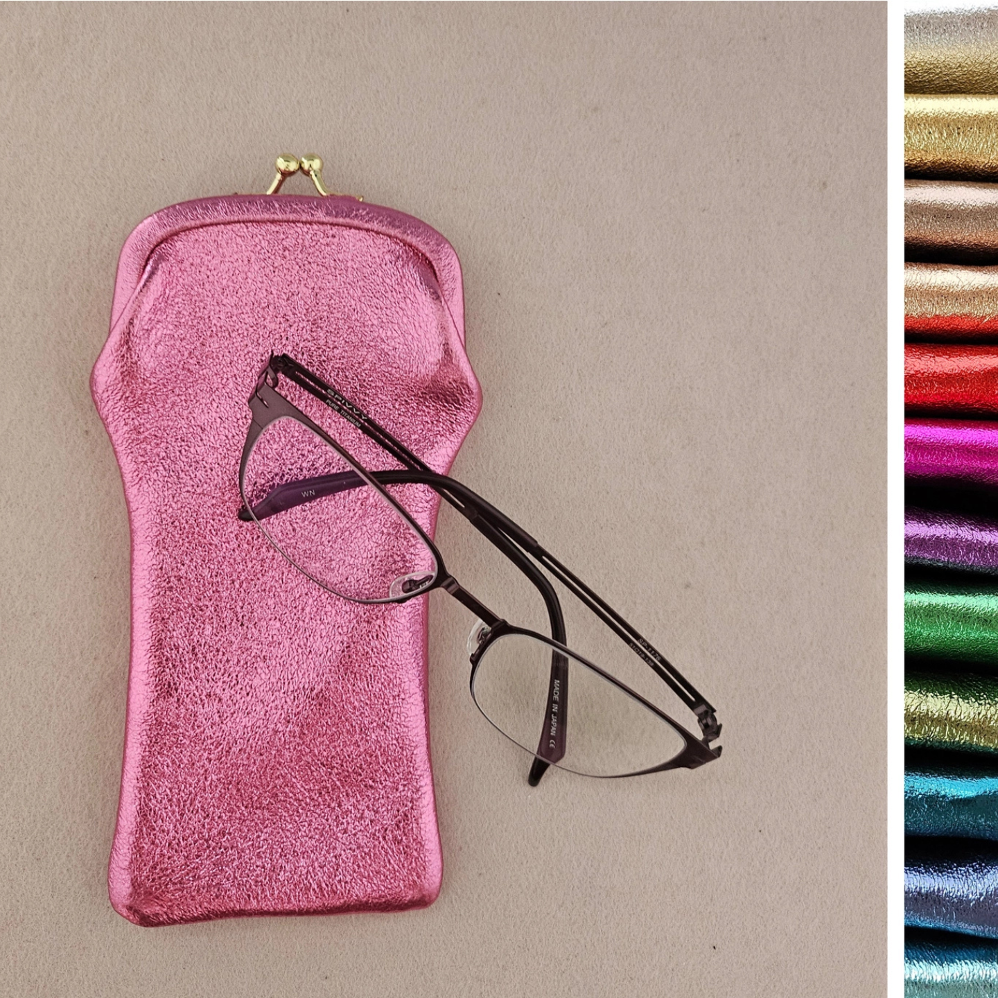 Leather glasses case - Kisslock