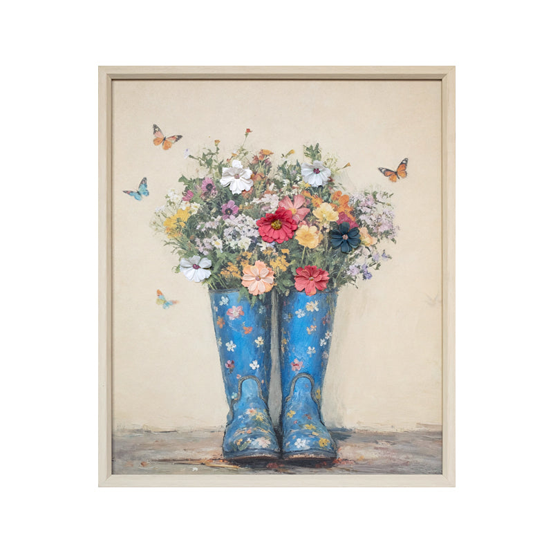 Floral Boots Canvas Wall Art – 50 × 60 cm