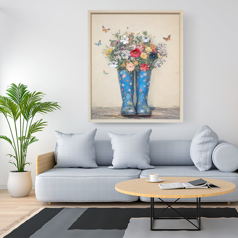 Floral Boots Canvas Wall Art – 50 × 60 cm