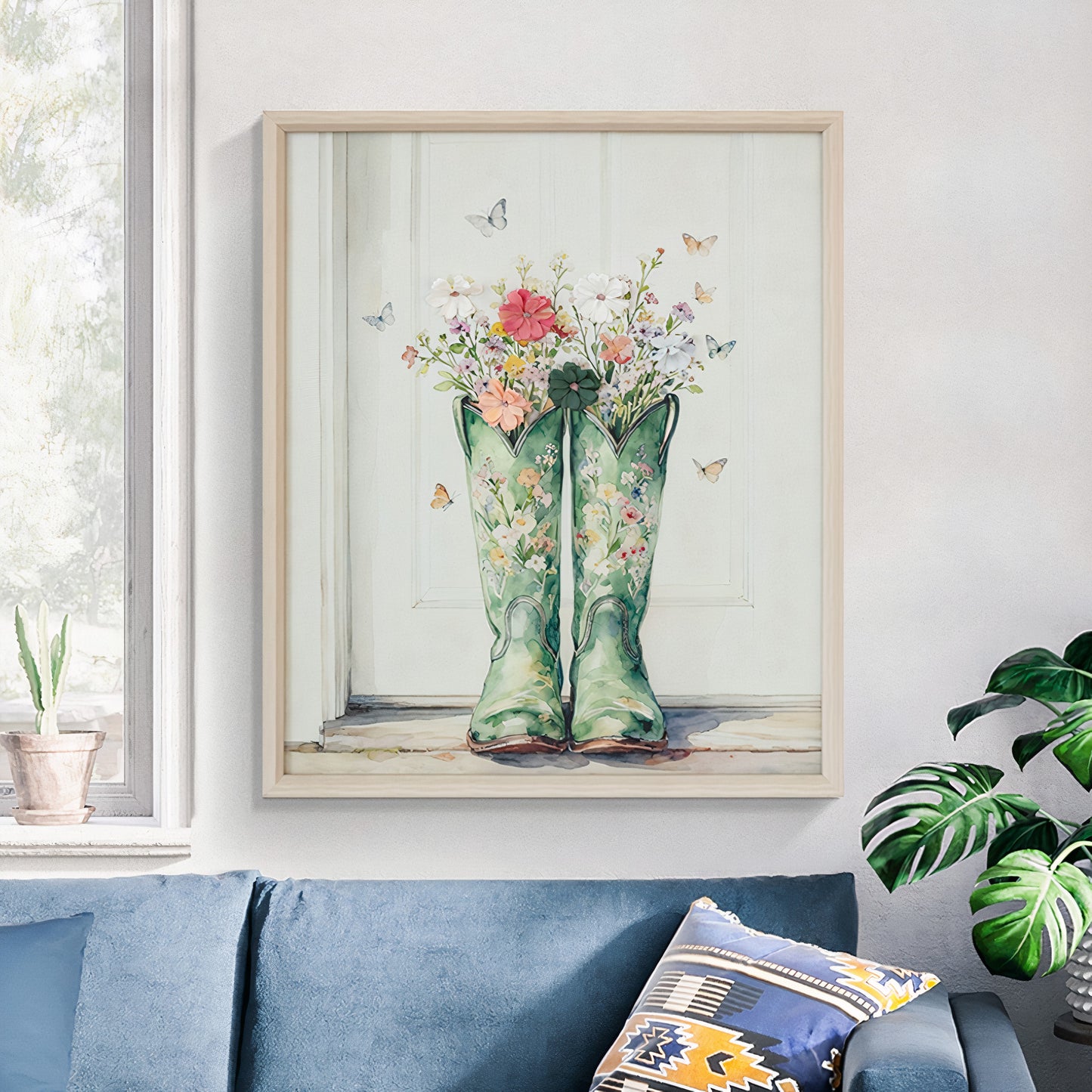 Floral Boots Canvas Wall Art – 50 × 60 cm
