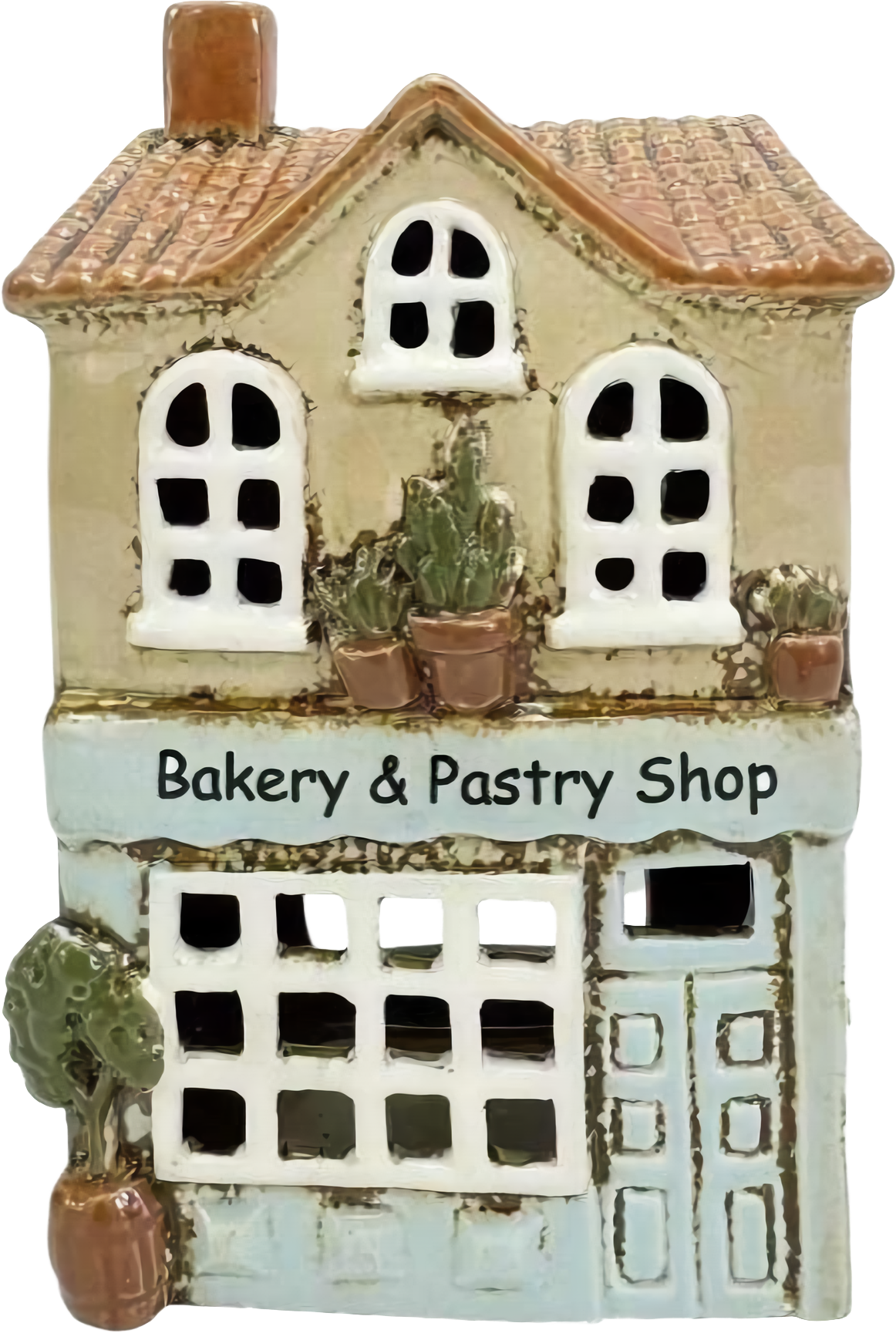 Ceramic Bakery & Pastry Shop Tealight Holder – Decorative Candle House 18cm