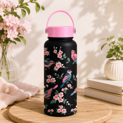 Bird & Blossom Insulated Water Bottle 1000ml | Stainless Steel Travel Bottle Gift