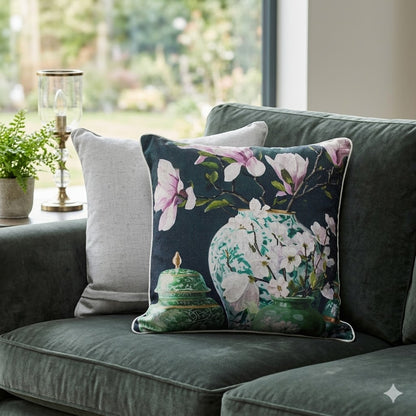 Bloom Dynasty Decorative Cushion 50x50cm | Floral Botanical Accent Pillow
