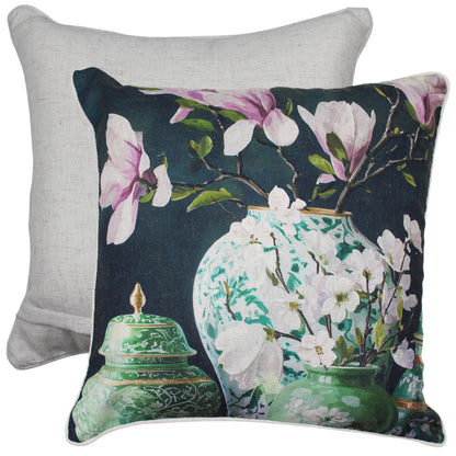 Bloom Dynasty Decorative Cushion 50x50cm | Floral Botanical Accent Pillow