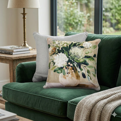 Calm Botanica Floral Cushion Cover 50x50cm | Elegant Botanical Accent Pillow