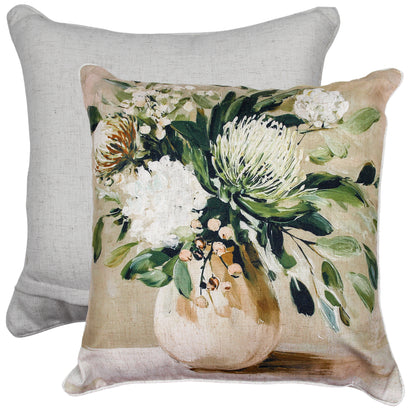Calm Botanica Floral Cushion Cover 50x50cm | Elegant Botanical Accent Pillow