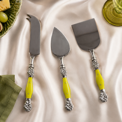 Cheese Knife Set – Mix Limeade Resin & Brass (Set of 3)