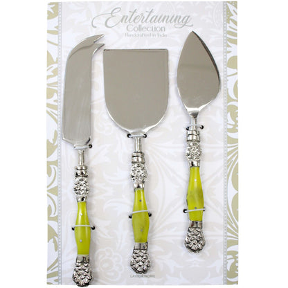 Cheese Knife Set – Mix Limeade Resin & Brass (Set of 3)