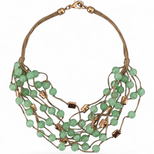 Chunky Green Beaded Necklace | Handmade Statement Jewelry
