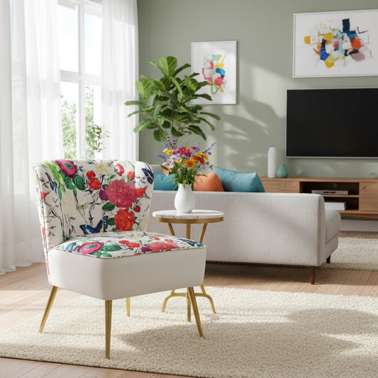 Red Flowers & Butterflies Accent Chair