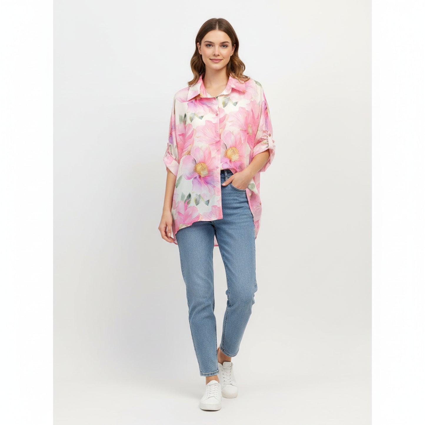 Oversized floral print shirt