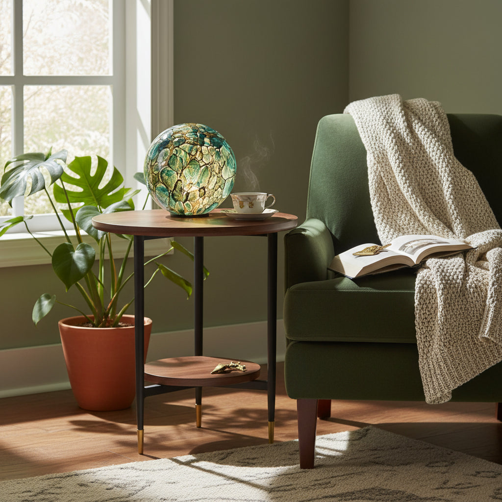 Rocky Green Glass Ball Lamp Small