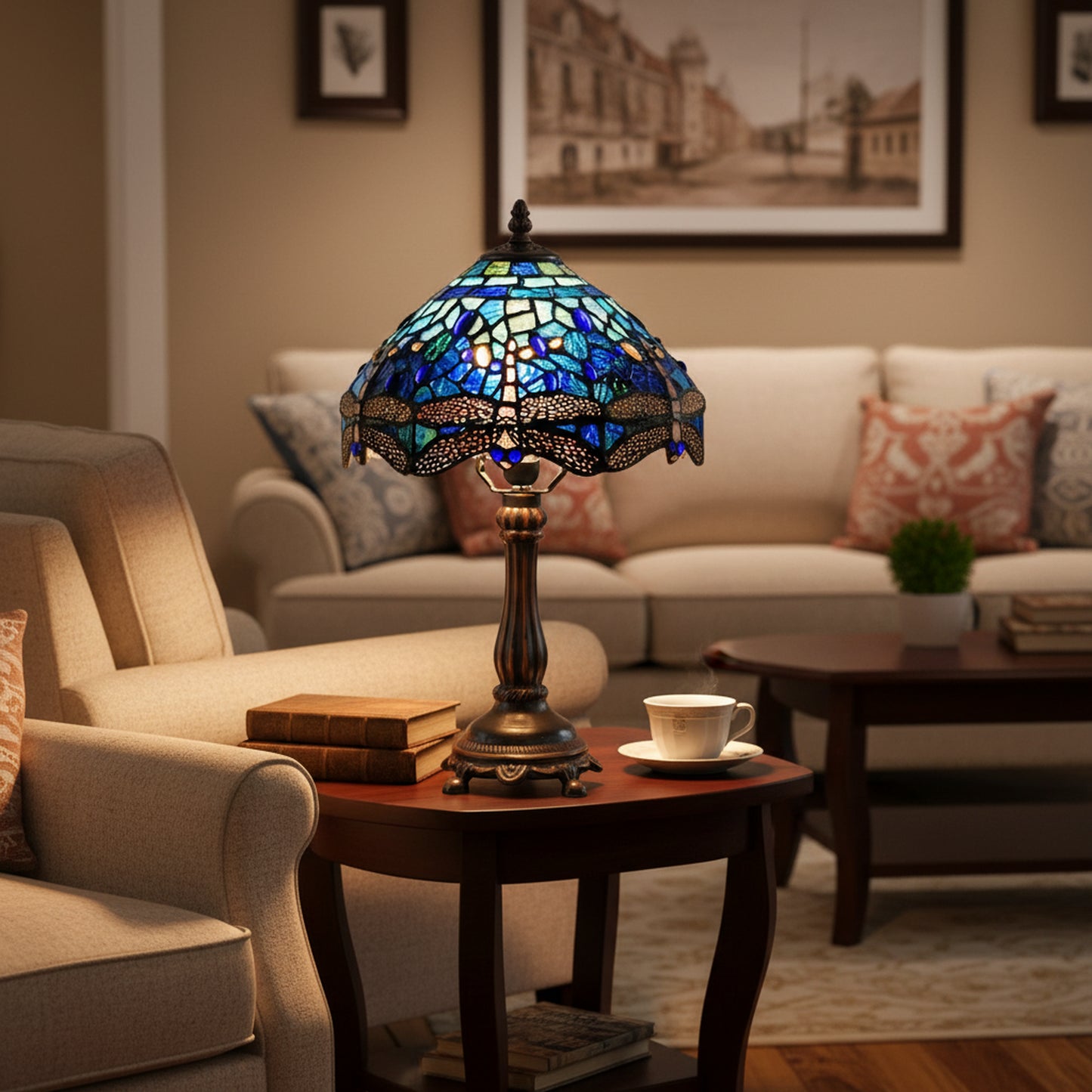 Blue Dragonfly Small Table Lamp