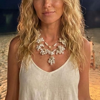 Coastal Lariat Pearl Necklace | Handmade Statement Jewelry
