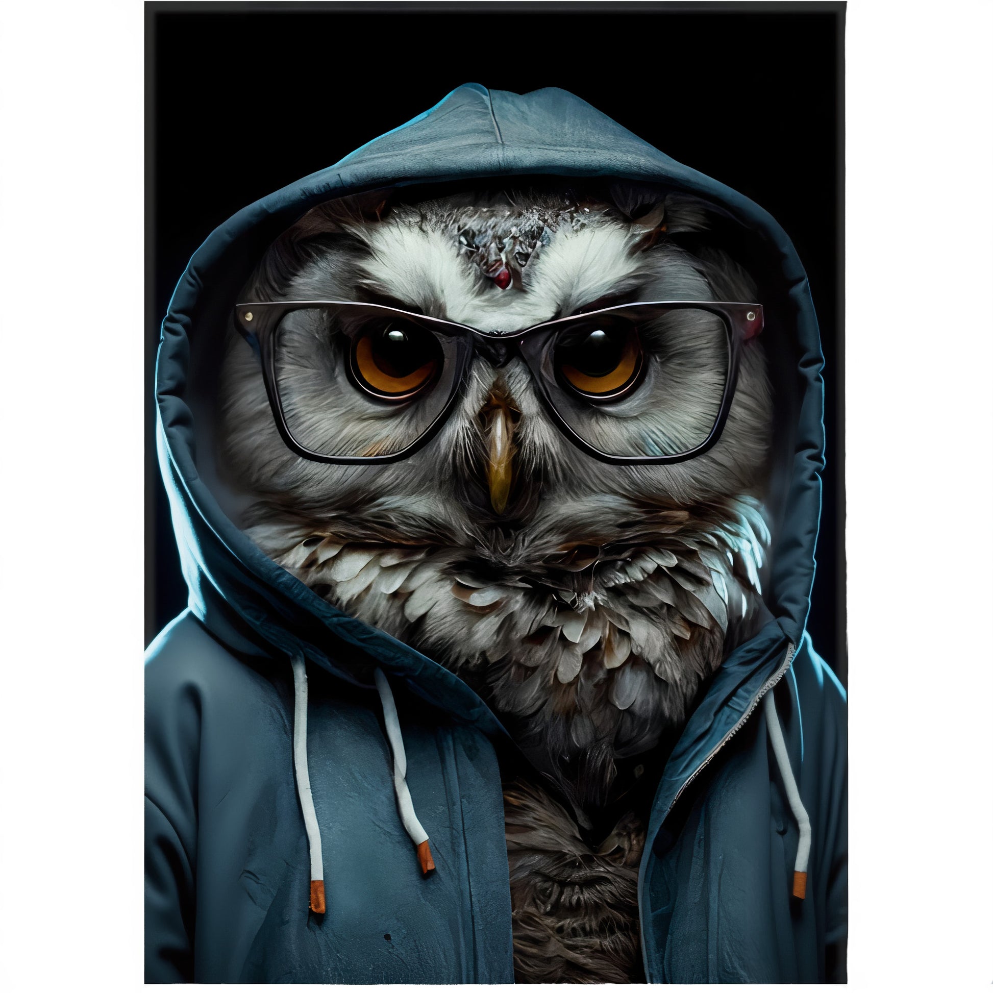Cool Owl Framed Wall Art – 3D Bling Print