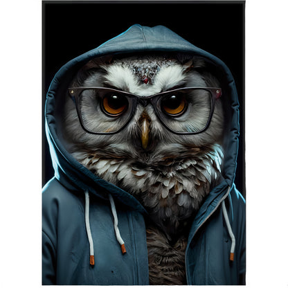 Cool Owl Framed Wall Art – 3D Bling Print