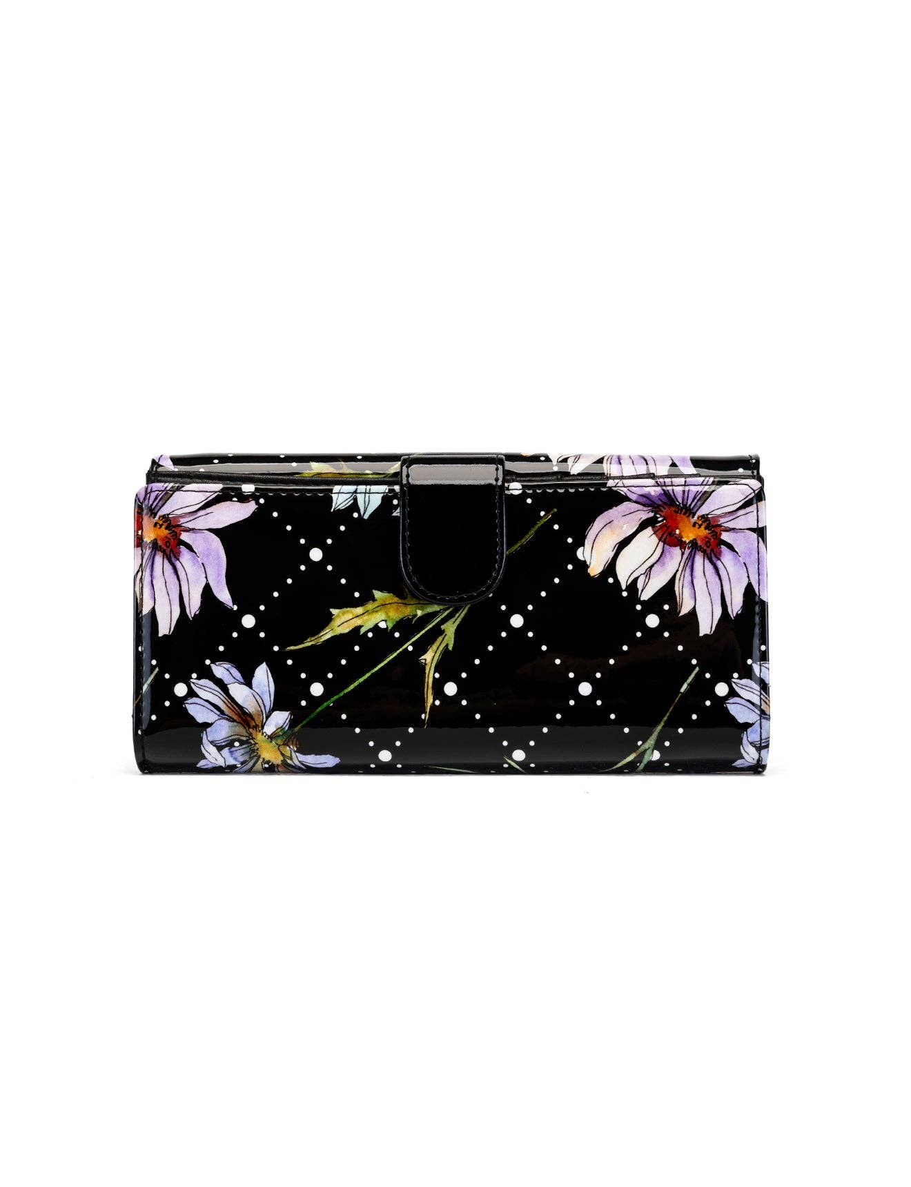 DAISY LARGE PATENT LEATHER WALLET WITH RFID - DAISY PRINT