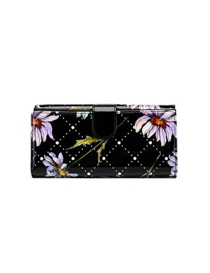 DAISY LARGE PATENT LEATHER WALLET WITH RFID - DAISY PRINT