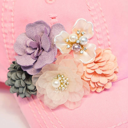 Floral Bouquet Bejeweled Cap | Adjustable Women's Baseball Hat
