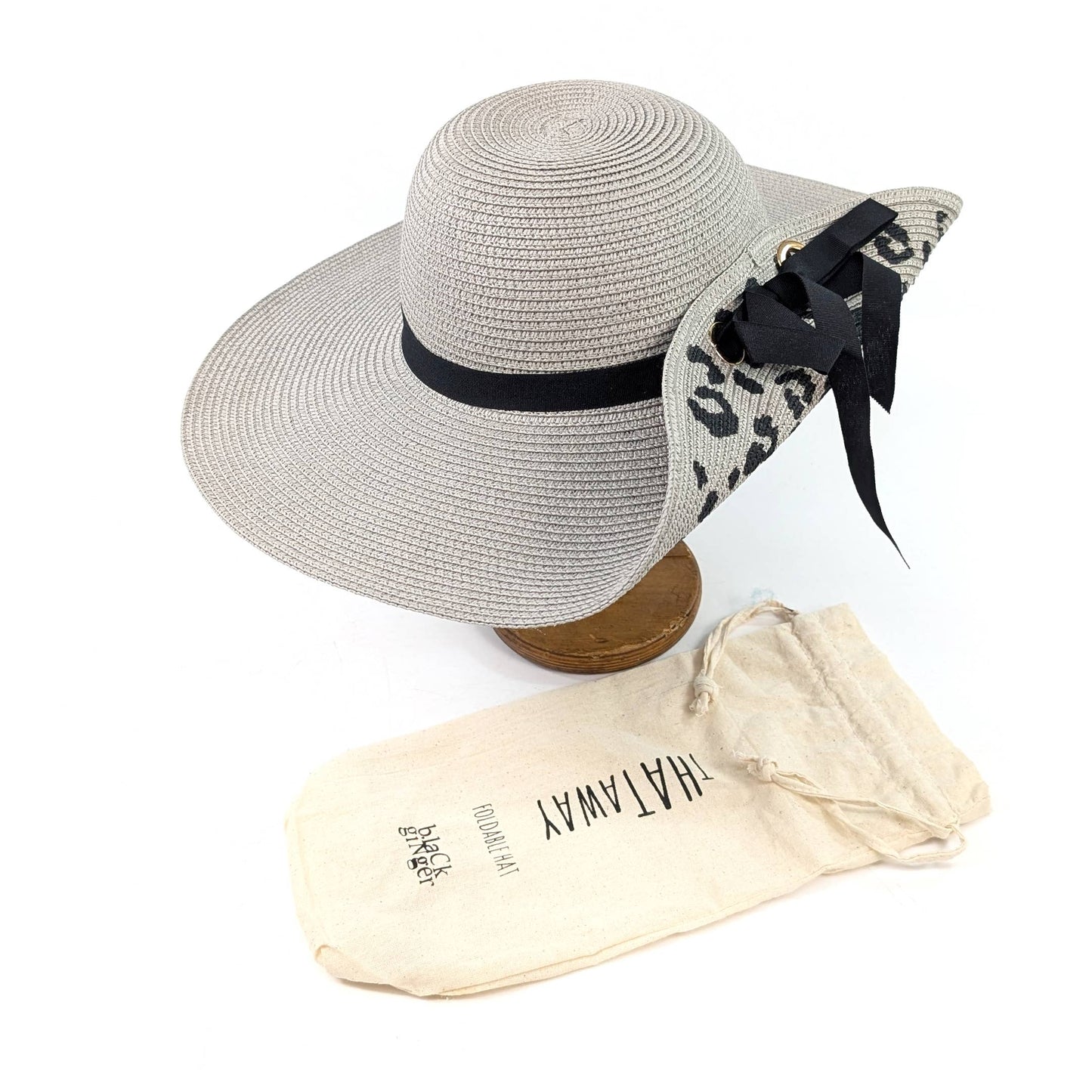 Foldable Animal Print Hat (57cm)- Grey