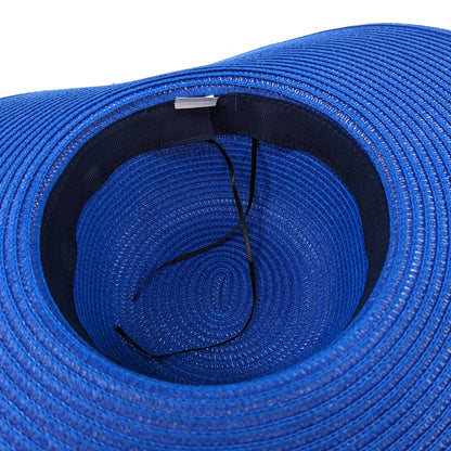 Foldable Bright and Bold Wide Brim Hat - Azure Blue (57cm)