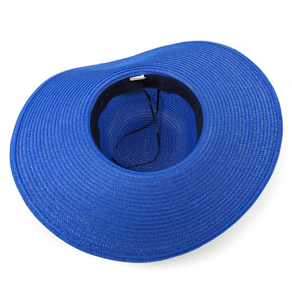 Foldable Bright and Bold Wide Brim Hat - Azure Blue (57cm)