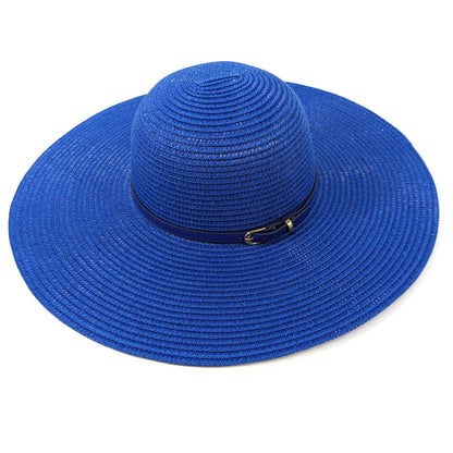 Foldable Bright and Bold Wide Brim Hat - Azure Blue (57cm)