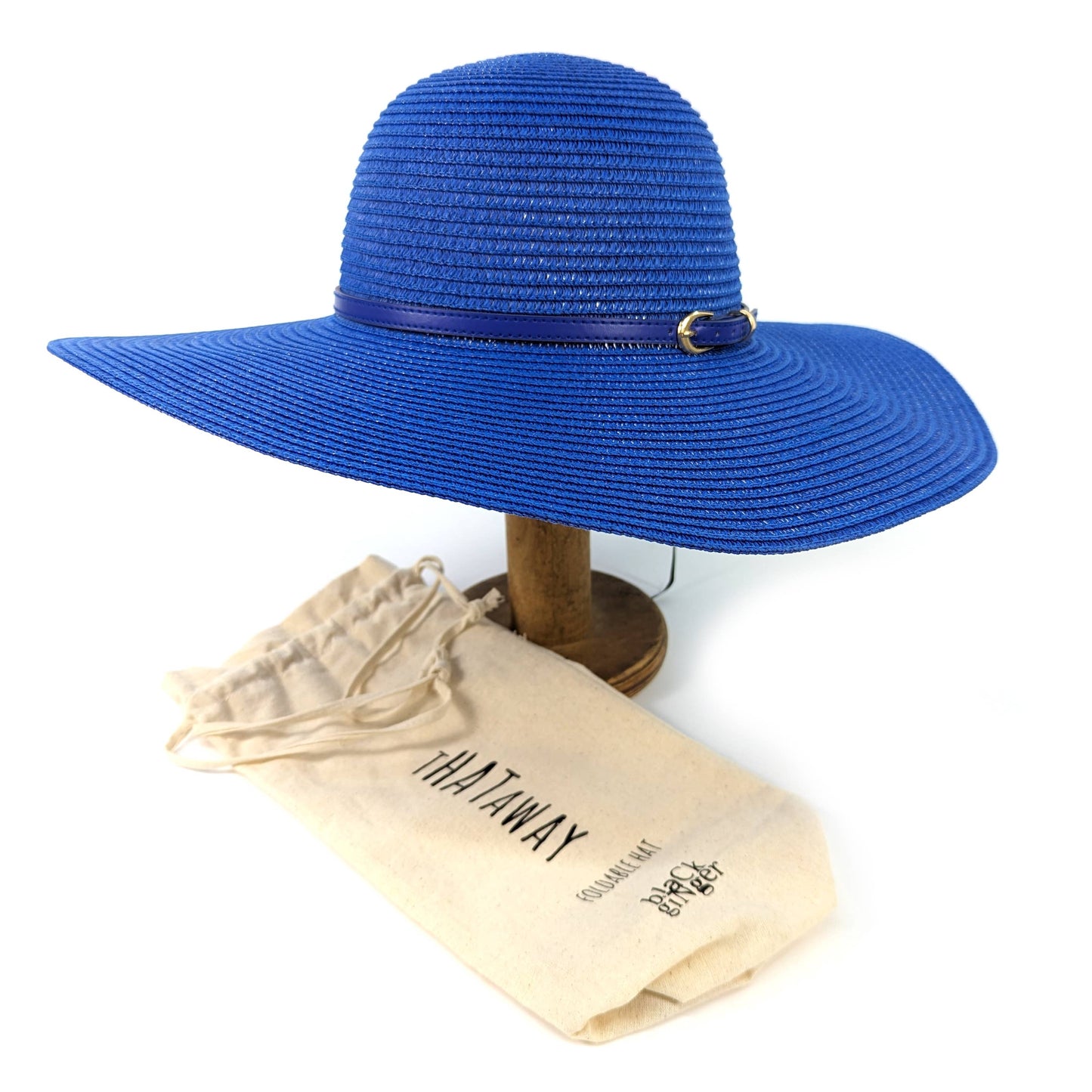Foldable Bright and Bold Wide Brim Hat - Azure Blue (57cm)