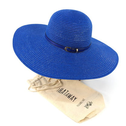 Foldable Bright and Bold Wide Brim Hat - Azure Blue (57cm)