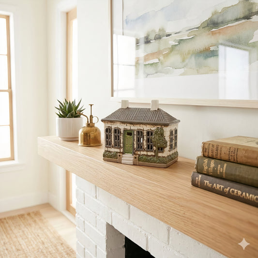 Green Garden Cottage Tealight Holder | Ceramic Cottage House Décor 16.5cm